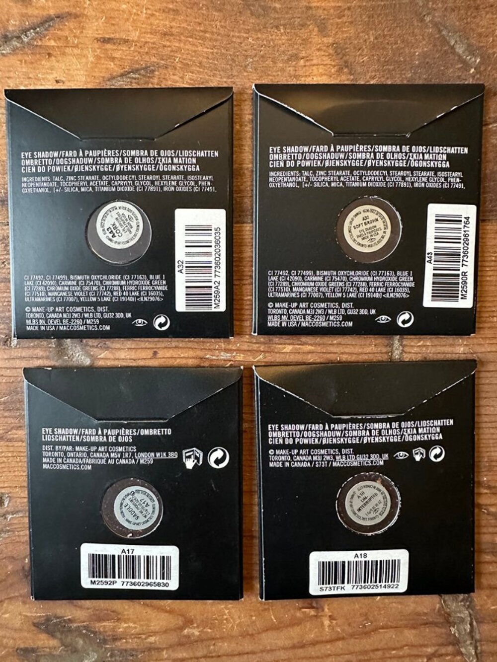 4 Mac Eyeshadow Refills Cork, Soft Brown, Saddle, Un-Interrupted NEW - Picture 3 of 5